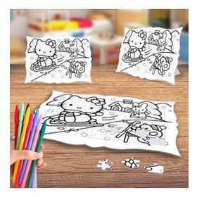 Oyun Oynayan Üç Arkadaş Boyama Puzzle Tablo