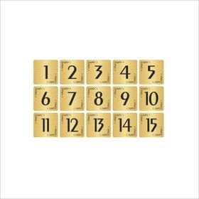Özarslan Dizayn 10x10 cm Altın Renk 15 Adet Metal Kapı Masa Dolap Numara Levhası