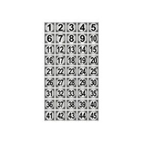 Özarslan Dizayn 3.5x3.5 cm Gümüş Renk 45 Adet Metal Kapı Masa Dolap Numara Levhası