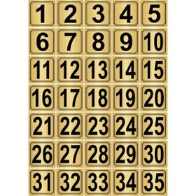 Özarslan Dizayn 4x4 cm Altın Renk 35 Adet Metal Kapı Masa Dolap Numara Levhası