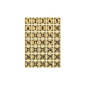 Özarslan Dizayn 5x5 cm Altın Renk 35 Adet Metal Kapı Masa Dolap Numara Levhası