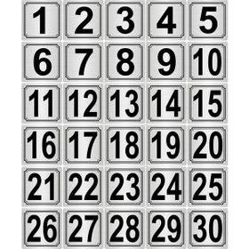 Özarslan Dizayn 5x5 cm Gümüş Renk 30 Adet Metal Kapı Masa Dolap Numara Levhası