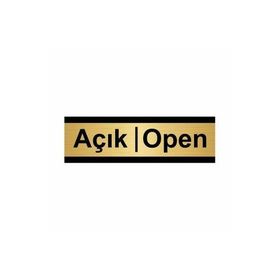Özarslan Dizayn Açık-Open 10x20 cm Altın Renk Metal Yönlendirme Levhası
