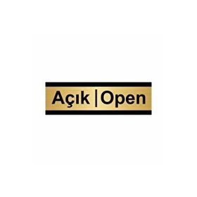 Özarslan Dizayn Açık-Open 10x20 cm Altın Renk Metal Yönlendirme Levhası