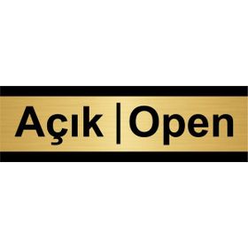 Özarslan Dizayn Açık-Open 10x20 cm Altın Renk Metal Yönlendirme Levhası