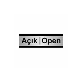 Özarslan Dizayn Açık-Open 10x20 cm Gümüş Renk Metal Yönlendirme Levhası