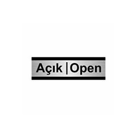 Özarslan Dizayn Açık-Open 10x20 cm Gümüş Renk Metal Yönlendirme Levhası