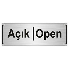 Özarslan Dizayn Açık-Open 7x20 cm Altın Renk Metal Yönlendirme Levhası