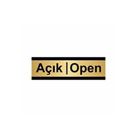 Özarslan Dizayn Açık-Open 7x20 cm Altın Renk Metal Yönlendirme Levhası