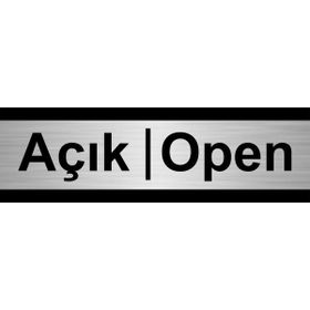 Özarslan Dizayn Açik-Open Yönlendirme Levhasi 7 x 20 cm Gümüş Renk Metal