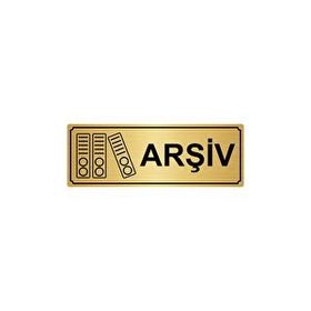 Özarslan Dizayn Arşiv 10x20 cm Altın Renk Metal Yönlendirme Levhası