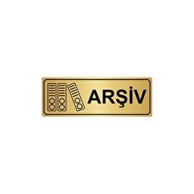 Özarslan Dizayn Arşiv 7x20 cm Altın Renk Metal Yönlendirme Levhası