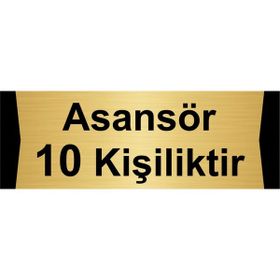 Özarslan Dizayn Asansör 10 Kişiliktir 10x20 cm Altın Renk Metal Yönlendirme Levhası