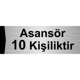Özarslan Dizayn Asansör 10 Kişiliktir 10x20 cm Gümüş Renk Metal Yönlendirme Levhası