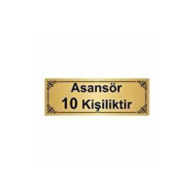 Özarslan Dizayn Asansör 10 Kişiliktir 7x20 cm Altın Renk Metal Yönlendirme Levhası