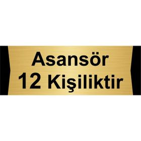 Özarslan Dizayn Asansör 12 Kişiliktir 10x20 cm Altın Renk Metal Yönlendirme Levhası