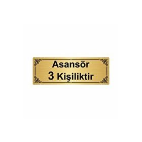 Özarslan Dizayn Asansör 3 Kişiliktir 7x20 cm Altın Renk Metal Yönlendirme Levhası