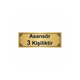 Özarslan Dizayn Asansör 3 Kişiliktir 7x20 cm Altın Renk Metal Yönlendirme Levhası