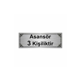 Özarslan Dizayn Asansör 3 Kişiliktir 7x20 cm Gümüş Renk Metal Yönlendirme Levhası