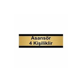 Özarslan Dizayn Asansör 4 Kişiliktir 10x20 cm Altın Renk Metal Yönlendirme Levhası