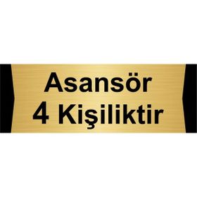 Özarslan Dizayn Asansör 4 Kişiliktir 10x20 cm Altın Renk Metal Yönlendirme Levhası