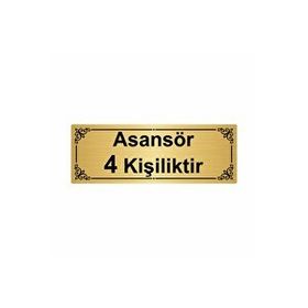Özarslan Dizayn Asansör 4 Kişiliktir 7x20 cm Altın Renk Metal Yönlendirme Levhası