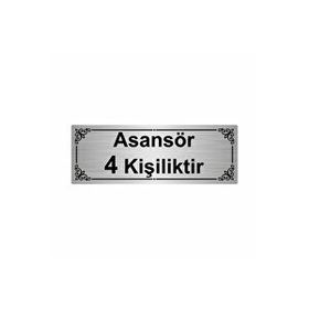 Özarslan Dizayn Asansör 4 Kişiliktir 7x20 cm Gümüş Renk Metal Yönlendirme Levhası