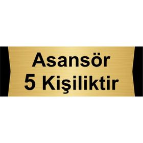 Özarslan Dizayn Asansör 5 Kişiliktir 10x20 cm Altın Renk Metal Yönlendirme Levhası