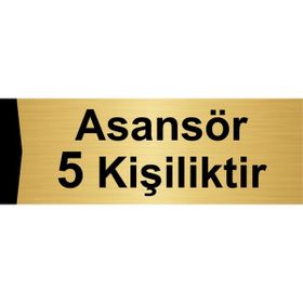 Özarslan Dizayn Asansör 5 Kişiliktir 5x20 cm Altın Renk Metal Yönlendirme Levhası
