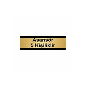 Özarslan Dizayn Asansör 5 Kişiliktir 7x20 cm Altın Renk Metal Yönlendirme Levhası