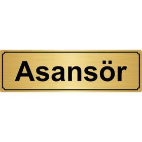 Özarslan Dizayn Asansör 7x20 cm Altın Renk Metal Yönlendirme Levhası