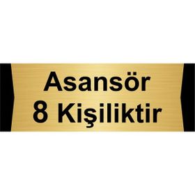 Özarslan Dizayn Asansör 8 Kişiliktir 10x20 cm Altın Renk Metal Yönlendirme Levhası