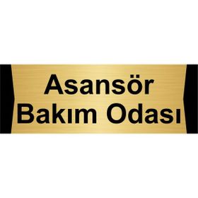Özarslan Dizayn Asansör Bakım Odası 10x20 cm Altın Renk Metal Yönlendirme Levhası