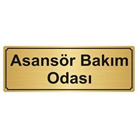 Özarslan Dizayn Asansör Bakım Odası 7x20 cm Altın Renk Metal Yönlendirme Levhası