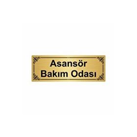 Özarslan Dizayn Asansör Bakım Odası 7x20 cm Altın Renk Metal Yönlendirme Levhası