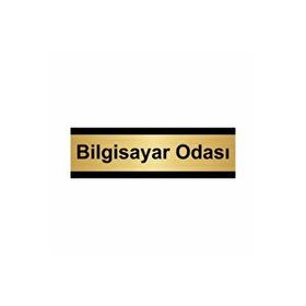 Özarslan Dizayn Bilgisayar Odası 10x20 cm Altın Renk Metal Yönlendirme Levhası
