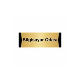 Özarslan Dizayn Bilgisayar Odası 10x20 cm Altın Renk Metal Yönlendirme Levhası