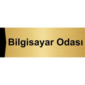 Özarslan Dizayn Bilgisayar Odası 10x20 cm Altın Renk Metal Yönlendirme Levhası