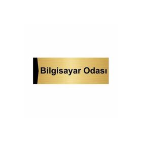 Özarslan Dizayn Bilgisayar Odası 5x20 cm Altın Renk Metal Yönlendirme Levhası