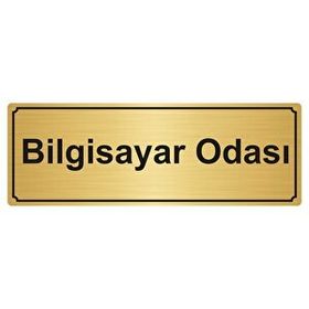 Özarslan Dizayn Bilgisayar Odası 5x20 cm Altın Renk Metal Yönlendirme Levhası