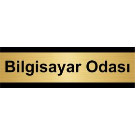 Özarslan Dizayn Bilgisayar Odası 5x20 cm Altın Renk Metal Yönlendirme Levhası