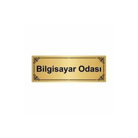 Özarslan Dizayn Bilgisayar Odası 7x20 cm Altın Renk Metal Yönlendirme Levhası