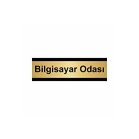 Özarslan Dizayn Bilgisayar Odası 7x20 cm Altın Renk Metal Yönlendirme Levhası