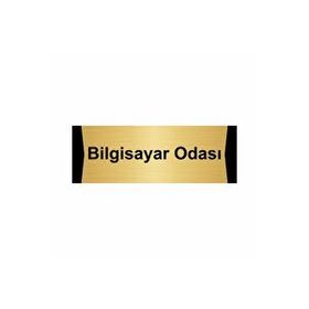 Özarslan Dizayn Bilgisayar Odası 7x20 cm Altın Renk Metal Yönlendirme Levhası