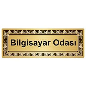 Özarslan Dizayn Bilgisayar Odası 7x20 cm Altın Renk Metal Yönlendirme Levhası