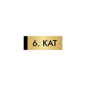 Özarslan Dizayn Departman Kapı İsimliği 6. Kat 10x20 cm Altın Renk Metal Yönlendirme Levhası