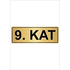 Özarslan Dizayn Departman Kapı İsimliği 9. Kat 10x20 cm Altın Renk Metal Yönlendirme Levhası