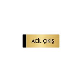 Özarslan Dizayn Departman Kapı İsimliği Acil Çıkış 7x20 cm Altın Renk Metal Yönlendirme Levhası