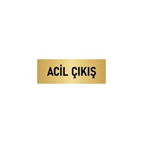 Özarslan Dizayn Departman Kapı İsimliği Acil Çıkış 7x20 cm Altın Renk Metal Yönlendirme Levhası