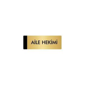 Özarslan Dizayn Departman Kapı İsimliği Aile Hekimi 10x20 cm Altın Renk Metal Yönlendirme Levhası